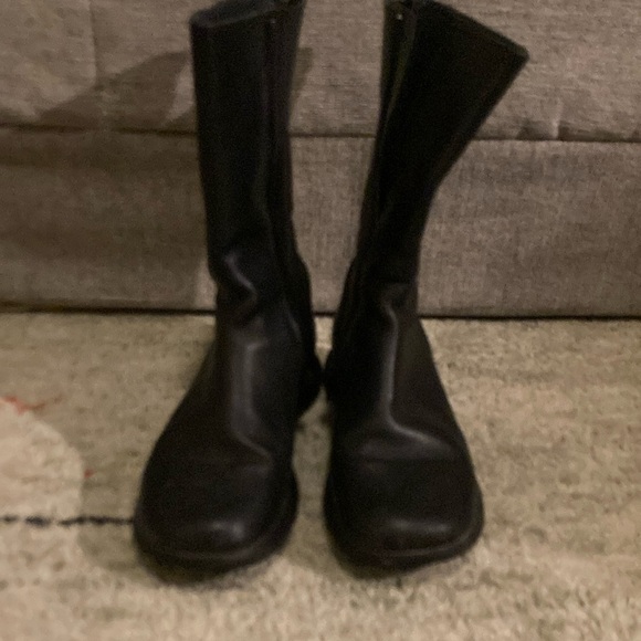 Women's Black Leather Camper Boots - Picture 2 of 5